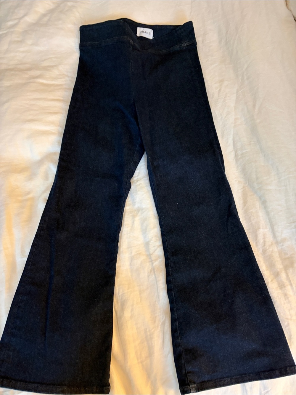 Frame Denim Navy Flare Wide-Leg Jeans